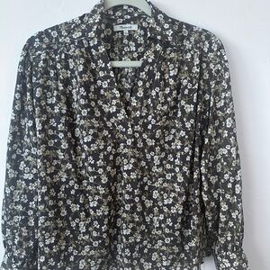 Madewell Muted Black Notched Collar Blouse